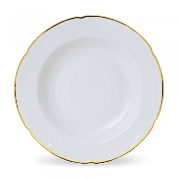 Flora Prato Fundo com Filete de Ouro 23cm