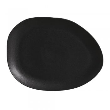 Orgânico Preto Matte Prato Raso Oval 31x24cm