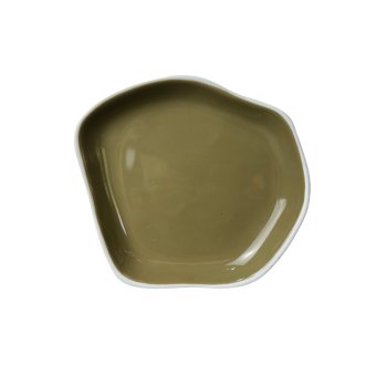 Prato Conceito sobremesa verde oliva / branco 18,5 cm - Studio Germer