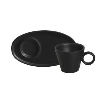 Preto Matte Xicara Café com Pires Oval Neo 120ml