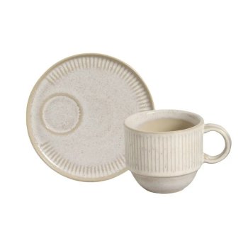 Latte Xicara Chá Empilhável com Pires Linhas 230ml